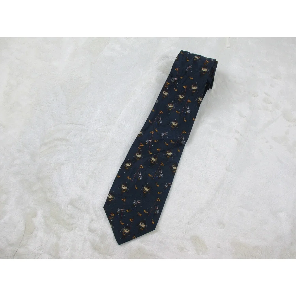 VINTAGE Looney Tunes Neck Tie Mens Blue Bugs Bunny Taz‎ Golf Golfing Casual